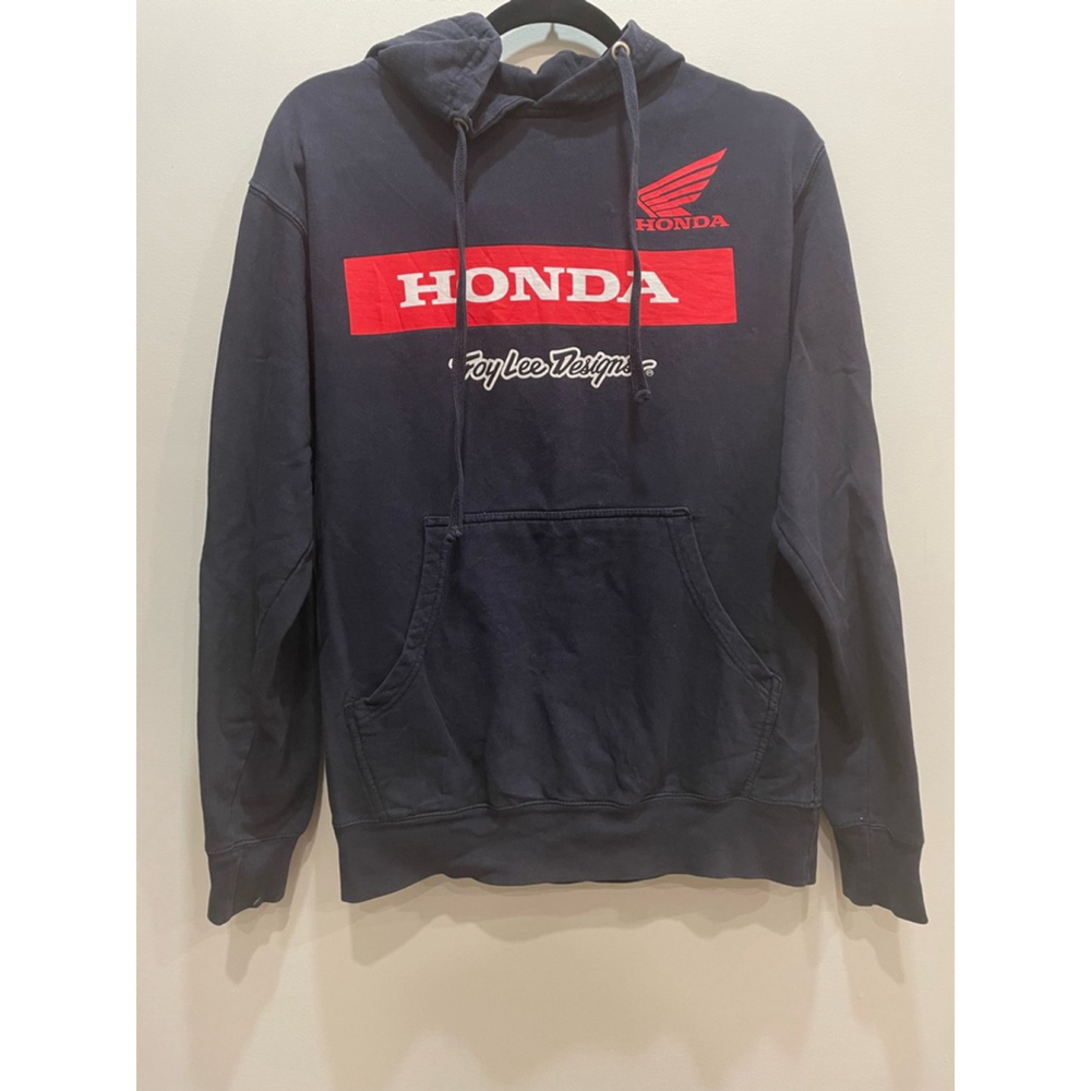 Honda Troy Lee Pullover Hoodie S Navy Blue Racing Distressed Streetwear